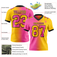 Загрузить изображение в средство просмотра галереи, Custom Yellow Pink-Black Mesh Authentic Gradient Fashion Football Jersey
