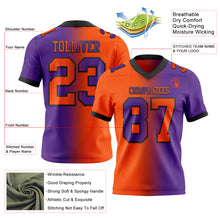 Загрузить изображение в средство просмотра галереи, Custom Purple Orange-Black Mesh Authentic Gradient Fashion Football Jersey
