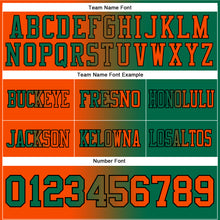 Загрузить изображение в средство просмотра галереи, Custom Kelly Green Orange-Black Mesh Authentic Gradient Fashion Football Jersey
