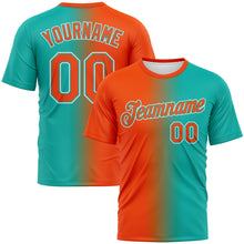 Load image into Gallery viewer, Custom Aqua Orange-White Gradient Fashion Performance T-Shirt
