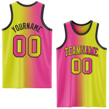 Charger l&#39;image dans la galerie, Custom Neon Yellow Pink-Black Authentic Gradient Fashion Basketball Jersey
