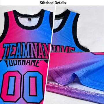 Custom Grass Green Pink-Black Authentic Gradient Fashion Basketball Jersey