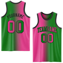 Charger l&#39;image dans la galerie, Custom Grass Green Pink-Black Authentic Gradient Fashion Basketball Jersey
