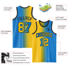 Laden Sie das Bild in den Galerie-Viewer, Custom Powder Blue Yellow-Black Authentic Gradient Fashion Basketball Jersey
