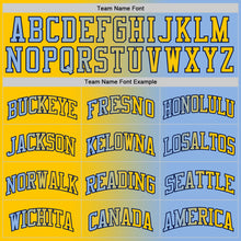 Laden Sie das Bild in den Galerie-Viewer, Custom Light Blue Yellow-Navy Authentic Gradient Fashion Basketball Jersey
