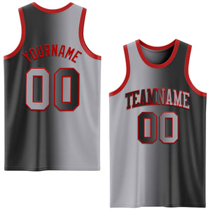 Custom Black Gray-Red Authentic Gradient Fashion Basketball Jersey