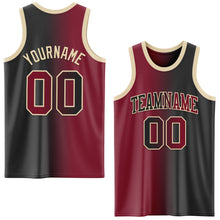 Загрузить изображение в средство просмотра галереи, Custom Black Crimson-Cream Authentic Gradient Fashion Basketball Jersey
