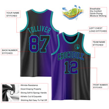 Load image into Gallery viewer, Custom Black Purple-Teal Authentic Gradient Fashion Basketball Jersey
