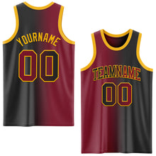 Load image into Gallery viewer, Custom Black Crimson-Gold Authentic Gradient Fashion Basketball Jersey
