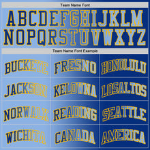 Laden Sie das Bild in den Galerie-Viewer, Custom Royal Light Blue-Gold Authentic Gradient Fashion Basketball Jersey
