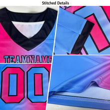 Load image into Gallery viewer, Custom Light Blue Pink-Black Mesh Authentic Gradient Fashion Scratch Football Jersey
