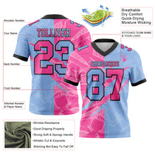 Загрузить изображение в средство просмотра галереи, Custom Light Blue Pink-Black Mesh Authentic Gradient Fashion Scratch Football Jersey
