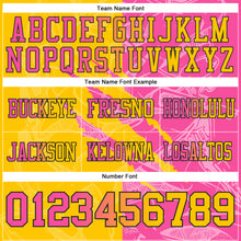 Charger l&#39;image dans la galerie, Custom Yellow Pink-Black Mesh Authentic Gradient Fashion Scratch Football Jersey
