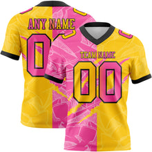 Charger l&#39;image dans la galerie, Custom Yellow Pink-Black Mesh Authentic Gradient Fashion Scratch Football Jersey

