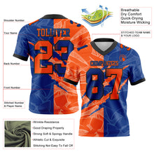 Load image into Gallery viewer, Custom Royal Orange-Black Mesh Authentic Gradient Fashion Scratch Football Jersey

