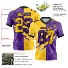 Load image into Gallery viewer, Custom Purple Yellow-Black Mesh Authentic Gradient Fashion Scratch Football Jersey
