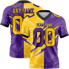 Load image into Gallery viewer, Custom Purple Yellow-Black Mesh Authentic Gradient Fashion Scratch Football Jersey
