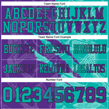 Charger l&#39;image dans la galerie, Custom Purple Aqua-Black Mesh Authentic Gradient Fashion Scratch Football Jersey
