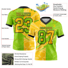 Charger l&#39;image dans la galerie, Custom Neon Green Yellow-Black Mesh Authentic Gradient Fashion Scratch Football Jersey
