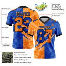 Laden Sie das Bild in den Galerie-Viewer, Custom Thunder Blue Bay Orange-Black Mesh Authentic Gradient Fashion Scratch Football Jersey
