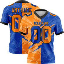 Laden Sie das Bild in den Galerie-Viewer, Custom Thunder Blue Bay Orange-Black Mesh Authentic Gradient Fashion Scratch Football Jersey
