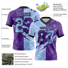 Charger l&#39;image dans la galerie, Custom Purple Light Blue-Black Mesh Authentic Gradient Fashion Scratch Football Jersey

