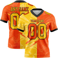 Laden Sie das Bild in den Galerie-Viewer, Custom Orange Yellow-Black Mesh Authentic Gradient Fashion Scratch Football Jersey
