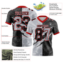 Charger l&#39;image dans la galerie, Custom Black Gray-Red Mesh Authentic Gradient Fashion Scratch Football Jersey
