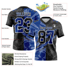 Load image into Gallery viewer, Custom Black Royal-White Mesh Authentic Gradient Fashion Scratch Football Jersey
