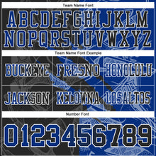 Load image into Gallery viewer, Custom Black Royal-White Mesh Authentic Gradient Fashion Scratch Football Jersey

