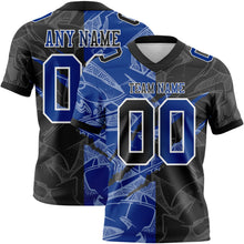 Load image into Gallery viewer, Custom Black Royal-White Mesh Authentic Gradient Fashion Scratch Football Jersey
