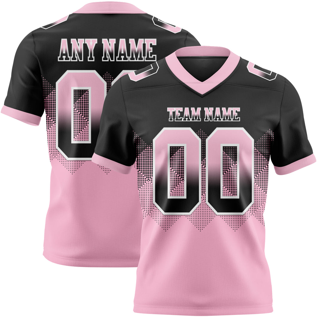 Custom Black Light Pink-White Mesh Authentic Gradient Square Shape Flag Football Jersey