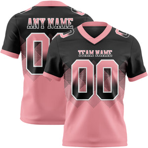 Custom Black Medium Pink-White Mesh Authentic Gradient Square Shape Flag Football Jersey