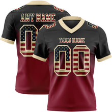 Загрузить изображение в средство просмотра галереи, Custom Black Vintage USA Flag Crimson-Cream Mesh Authentic Gradient Square Shape Flag Football Jersey
