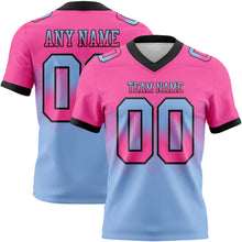 Charger l&#39;image dans la galerie, Custom Pink Light Blue-Black Mesh Authentic Gradient Square Shape Flag Football Jersey
