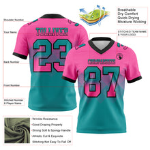 Charger l&#39;image dans la galerie, Custom Pink Teal-Black Mesh Authentic Gradient Square Shape Flag Football Jersey
