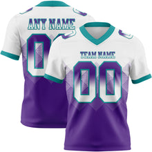 Загрузить изображение в средство просмотра галереи, Custom White Purple-Teal Mesh Authentic Gradient Square Shape Flag Football Jersey

