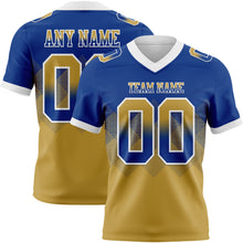 Загрузить изображение в средство просмотра галереи, Custom Royal Old Gold-White Mesh Authentic Gradient Square Shape Flag Football Jersey
