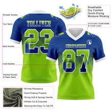 Загрузить изображение в средство просмотра галереи, Custom Royal Neon Green-White Mesh Authentic Gradient Square Shape Flag Football Jersey
