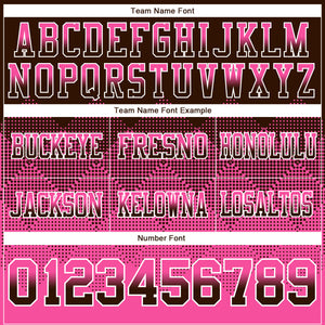 Custom Brown Pink-White Mesh Authentic Gradient Square Shape Flag Football Jersey