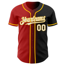 Load image into Gallery viewer, Custom Black White Red-Gold Authentic Gradient Fashion Baseball Jersey
