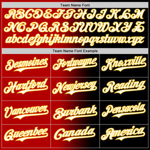 Custom Black White Red-Gold Authentic Gradient Fashion Baseball Jersey