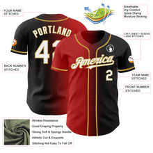 Load image into Gallery viewer, Custom Black White Red-Old Gold Authentic Gradient Fashion Baseball Jersey
