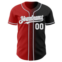 Load image into Gallery viewer, Custom Black White Red-Gray Authentic Gradient Fashion Baseball Jersey
