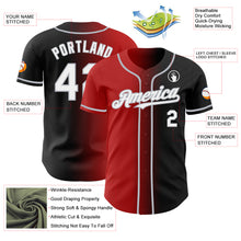 Load image into Gallery viewer, Custom Black White Red-Gray Authentic Gradient Fashion Baseball Jersey
