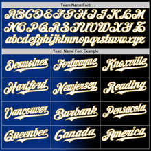 Load image into Gallery viewer, Custom Black White Royal-Old Gold Authentic Gradient Fashion Baseball Jersey
