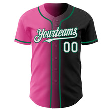 Load image into Gallery viewer, Custom Black White Pink-Kelly Green Authentic Gradient Fashion Baseball Jersey
