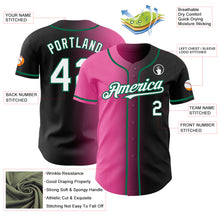 Load image into Gallery viewer, Custom Black White Pink-Kelly Green Authentic Gradient Fashion Baseball Jersey
