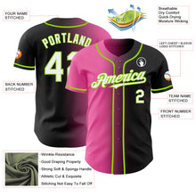 Load image into Gallery viewer, Custom Black White Pink-Neon Green Authentic Gradient Fashion Baseball Jersey
