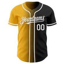 Load image into Gallery viewer, Custom Black White-Gold Authentic Gradient Fashion Baseball Jersey
